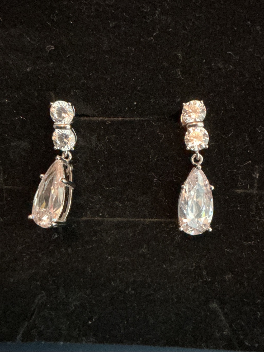 Elegant CZ Teardrop Drop Earrings in Sterling Silver